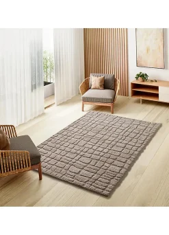 Tapis intérieur ATTICGO taupe rectangulaire scandinave avec relief 126x190 cm JUNO