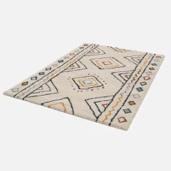 Tapis intérieur motif berbère crème. bleu et orange Ralph 160x230cm