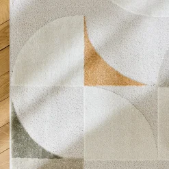 Tapis intérieur motifs rétro poils ras crème 160 x 230cm