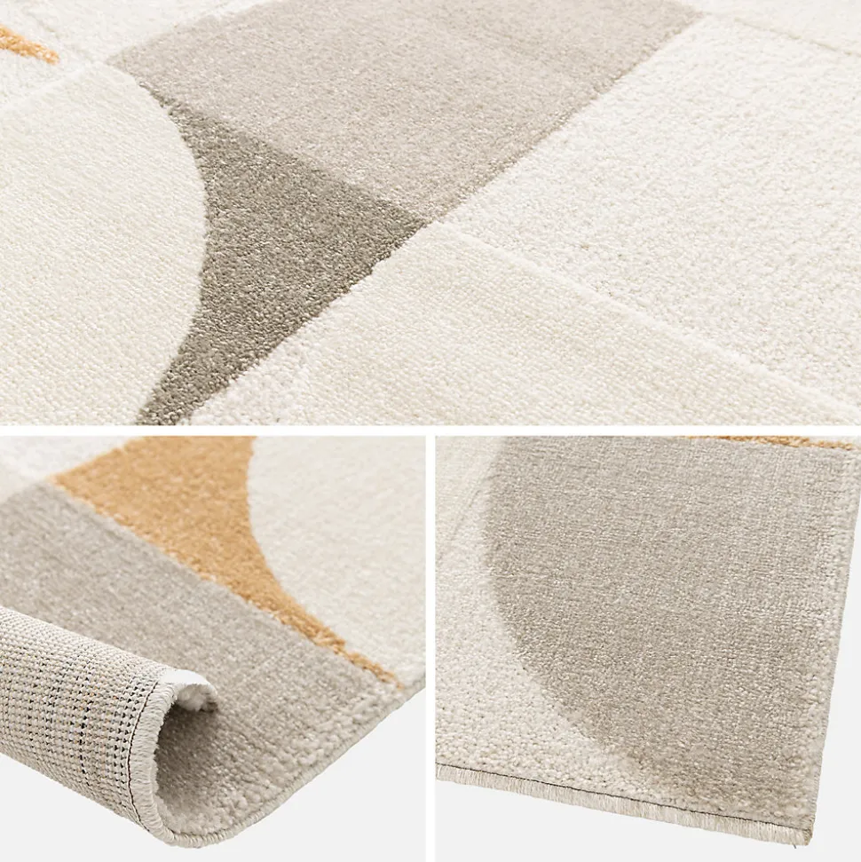 Tapis intérieur motifs rétro poils ras crème 200 x 290cm