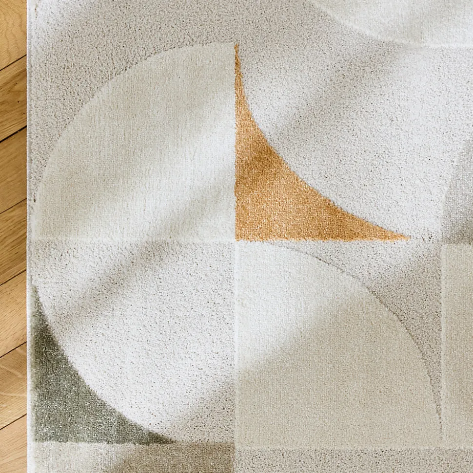 Tapis intérieur motifs rétro poils ras crème 200 x 290cm