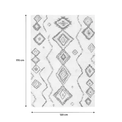 Tapis intérieur shaggy. style berbère. poils longs. crème et multicolore 120 x 170cm