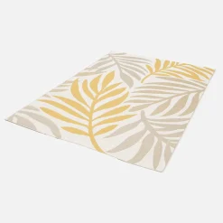 Tapis intérieur/extérieur motif végétal beige et moutarde 120x170cm. polyester recyclé