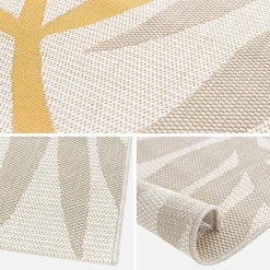 Tapis intérieur/extérieur motif végétal beige et moutarde 120x170cm. polyester recyclé