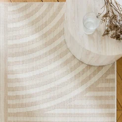 Tapis intérieur/extérieur motif arches beige. 200 x 290cm 100% polyester recyclé
