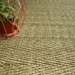 Tapis Jonc de mer - Bihar fin chevron - Ganse coton anthracite - 140 x 200 cm