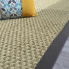 Tapis jonc de mer - Paro fin natté 4x4 - Ganse coton anthracite - 80 x 150 cm