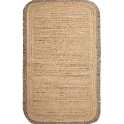 Tapis jute frangé bords arrondis UMA 80X150