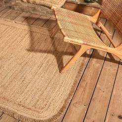 Tapis jute frangé bords arrondis UMA 80X150