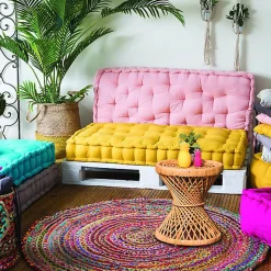 Tapis jute tissu recyclé multicouleur Deko & Co ⌀90cm