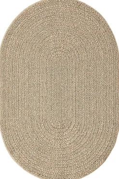 Tapis Kansas extérieur intérieur uni - Nature - 140 x 200 cm Ovale