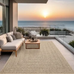 Tapis Kansas extérieur intérieur uni - Nature - 60 x 180 cm
