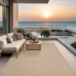 Tapis Kansas extérieur intérieur uni - Nature - 60 x 180 cm