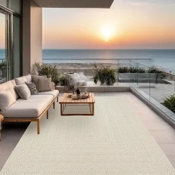 Tapis Kansas extérieur intérieur uni - Crème - 120 x 170 cm