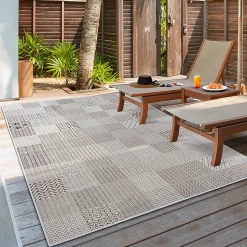Tapis Lagos extérieur géométrique, Crème, 200 x 290 cm