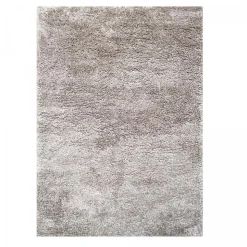 Tapis longs poils shaggy fait main motif uni LUXE, argent
