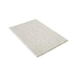 Tapis longs poils shaggy tissé motif uni SIMPLE, crème