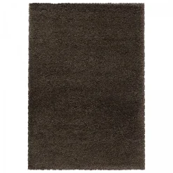 Tapis longs poils shaggy tissé motif uni UNI B, Marron