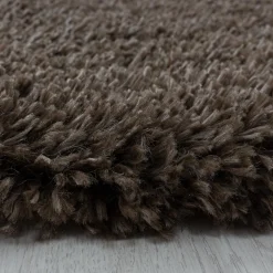Tapis longs poils shaggy tissé motif uni UNI B, Marron