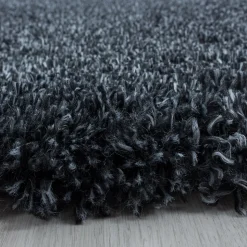 Tapis longs poils shaggy tissé motif uni UNI B, Noir
