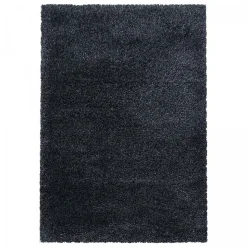 Tapis longs poils shaggy tissé motif uni UNI B, Noir
