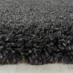 Tapis longs poils shaggy tissé motif uni UNI B, Gris
