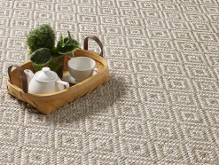 Tapis Maldives extérieur design diamant boho, Marron, 120 x 170 cm