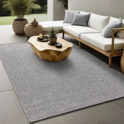 Tapis Maldives extérieur design boho, Gris, 160 x 230 cm
