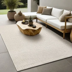 Tapis Maldives extérieur design boho, Beige, 80 x 150 cm