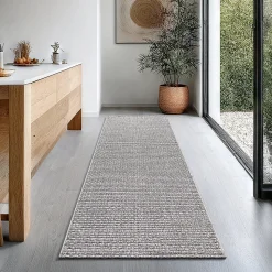 Tapis Maldives extérieur design boho, Gris, 80 x 250 cm