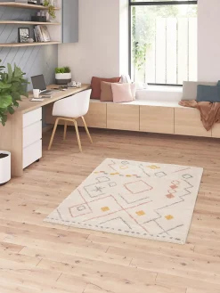 Tapis Manzo Berbère GoodHome beige et pastel L.120 x l.170 cm