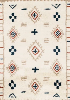 Tapis Manzo Berbère GoodHome beige et bleu L.230 x l.160 cm