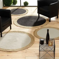Tapis Mario - tapis rond fils métallisés bicolore - Douceur d'Intérieur - Tapis