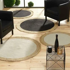Tapis Mario - tapis rond fils métallisés bicolore - Douceur d'Intérieur - Tapis
