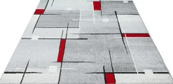 Tapis Pearl moderne salon découpe contour, Gris Rouge, 120 x 160 cm