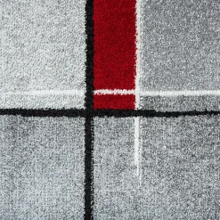 Tapis Pearl moderne salon découpe contour, Gris Rouge, 120 x 160 cm