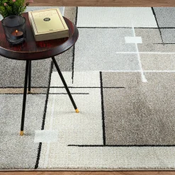 Tapis Pearl moderne salon découpe contour, Beige, 140 x 200 cm