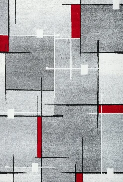 Tapis Pearl moderne salon découpe contour, Gris Rouge, 240 x 330 cm