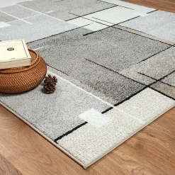 Tapis Pearl moderne salon découpe contour, Beige, 120 x 160 cm