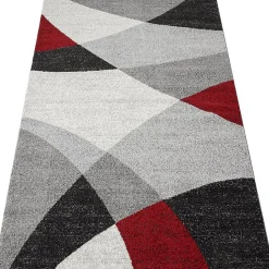 Tapis Pearl moderne salon moderne contour, Gris Rouge, 120 x 160 cm