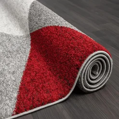 Tapis Pearl moderne salon moderne contour, Gris Rouge, 120 x 160 cm