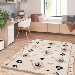 Tapis pelucheux tissé Manzo GoodHome L. 120cm x l. 170cm multicolore