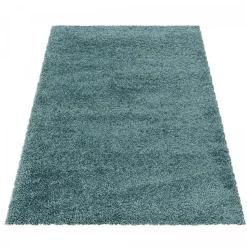 Tapis poils longs shaggy tissé motif uni UNI I, Bleu