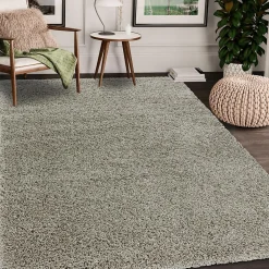Tapis poils longs shaggy tissé motif uni UNI I, Beige