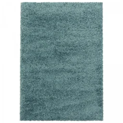 Tapis poils longs shaggy tissé motif uni UNI I, Bleu