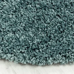 Tapis poils longs shaggy tissé motif uni UNI I, Bleu