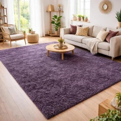 Tapis poils longs shaggy tissé motif uni UNI L, Violet