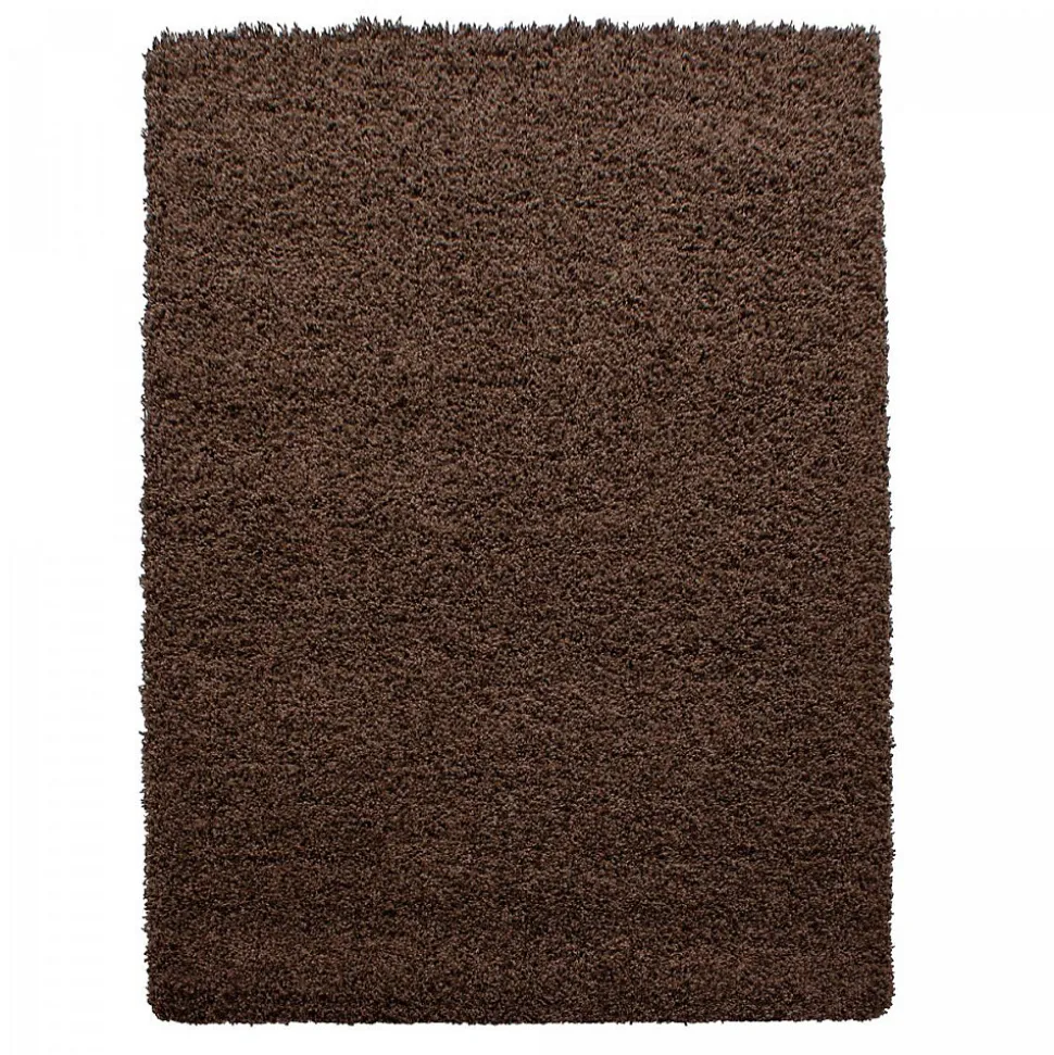 Tapis poils longs shaggy tissé motif uni UNI L, Marron