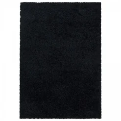 Tapis poils longs shaggy tissé motif uni UNI I, Noir