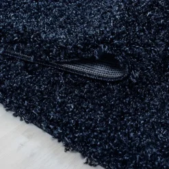 Tapis poils longs shaggy tissé motif uni UNI L, Bleu marinne
